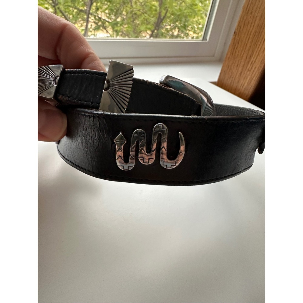 Vintage 1990 Leegin Silver Creek Leather Western Spirit Animal Concho Belt 30 - Picture 9 of 14